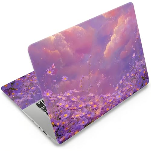 DEGDFSGR 12.1-15.6 Inch Universal Reusable Laptop Skin Sticker Decal, Waterproof Removable Protector for Notebook Cover, Scratch-Resistant Vinyl Cuttable Full Wrap Sticker, Purple Flower Galaxy - color: Purple Flower Galaxy