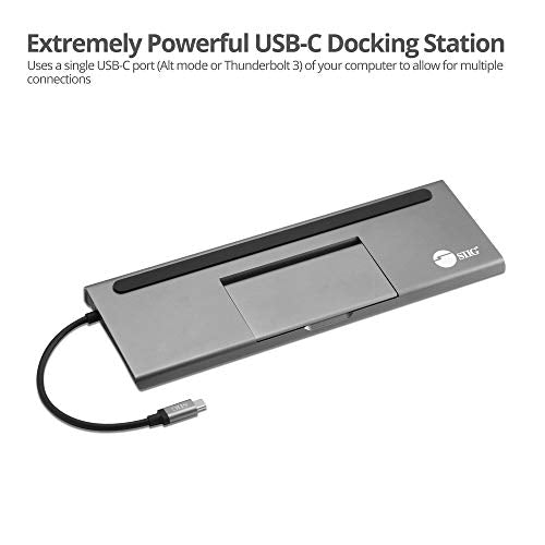 SIIG USB-C MST Triple Monitor Dock, 4K, 100W PD, JU-DK0E11-S1 | Drive one 4K, two 1080p or three 720p displays on Windows; 100W PD, Ethernet, USB and card readers consolidate a desk.