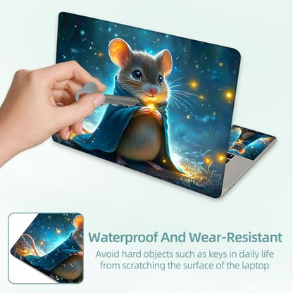 Universal Laptop Skin Decal, 3-Piece Vinyl Protector for 12 13 14 15.6" Notebook, Waterproof Anti-Scratch, Easy Trim & Bubble-Free Finish, Cute Little Mouse - color: Cute Little Mouse