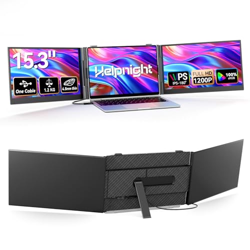 15.3" Laptop Triple Screen Extender Portable, One Cable Connection Laptop Monitor FHD 1080P IPS, Ultra Thin Dual Monitor for 13-17" Laptops, Plug & Play Compatiable with Win/Mac/Chrome/Android/Switch - size: 15.4" - S8 Ultra Max