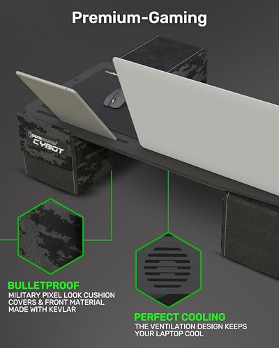 Couchmaster CYBOT, Premium Ergonomic Lap Desk for Notebooks, Sustainable Bamboo Construction, Kevlar Cushion Front, Ventilated Design, Fits Up to 17-Inch Laptops