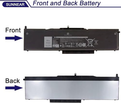 92Wh VG93N Battery for Dell Precision 15 3520 3530 Latitude 5580 5590 5591 | 11.4V 7666mAh; Battery Replacement for Dell Precision M3520 M3530 Latitude E5580 E5590 E5591; 0VG93N WFWKK 0WFWKK