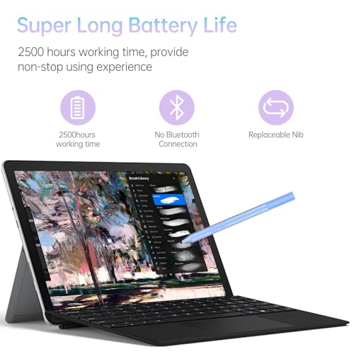 Stylus Pen for HP Omnibook/Envy/Spectre/Pavilion x360, 1024 Pressure | MPP 1.51 Stylus Pen with Palm Rejection, 2500H Battery Digital Pen with Eraser for Drawing/Note-Taking, AAAA Battery Included - color: Blue