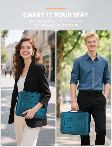 DOMISO 14 inch Laptop Sleeve with Handle Shockproof Computer Bag Waterproof EVA Protective Carrying Case for 14" ThinkPad E480/Yoga 920/13.5" Microsoft Surface Book/HP Pavilion 14 Stream 14, Teal - color: Teal, size: 14 inch