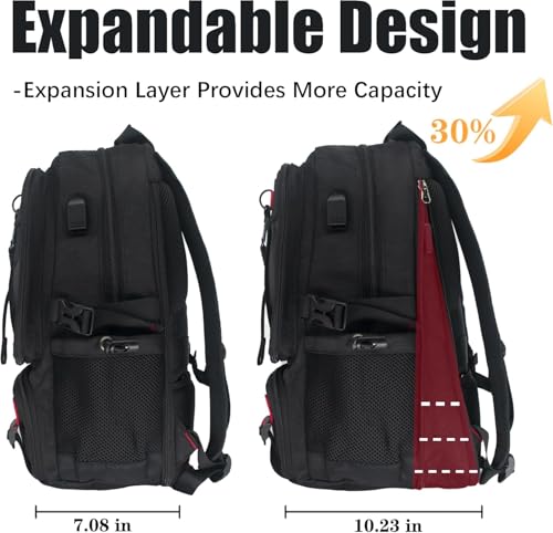Travel laptop backpack, Extra Large 65L Traveling College Backpack,Large Capacity Backpack for Men Women,Fits 17 Inch Computer, USB Charging Port, Black - color: 65l Black With Shoes Storage Bag