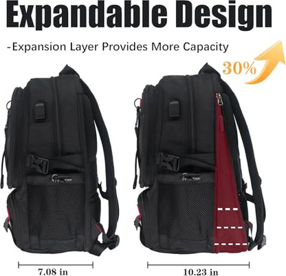 Travel laptop backpack, Extra Large 65L Traveling College Backpack,Large Capacity Backpack for Men Women,Fits 17 Inch Computer, USB Charging Port, Black - color: 65l Black With Shoes Storage Bag