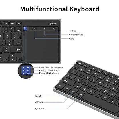 CZUR Rechargeable Bluetooth Keyboard with Touchpad, Portable Computer Keyboard with Trackpad, Wireless Ultra Slim Keyboard for PC/Laptop/Tablet/Phone, for Windows/Android/Mac/iOS