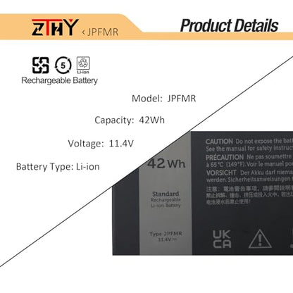 ZTHY JPFMR Laptop Battery Replacement for Dell Chromebook 3100 3400 2-in-1 | Chromebook 5488 5493 5593 P90F Series Notebook 0JPFMR 7MT0R 7MTOR 16DPH 7T0D3 07T0D3 DN33X RDNP5 Battery 11.4V 42Wh 3-Cell - size: 7.56*4.13*0.24 inch JPFMR