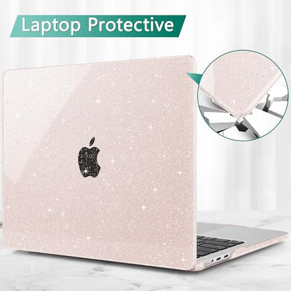 May Chen Case for MacBook Air 13/13.6-inch (M5/M4/M3/M2, 2022-2026 Models A3449 A3240 A3113 A2681), Lightweight | Closes Seamlessly | Ideal for Work Hard Shell Case, Sakura Pink Glitter - color: Sakura Pink Glitter