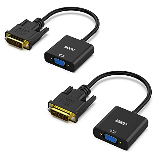 BENFEI Active DVI-D to VGA Adapter, 2 Pack DVI-D 24+1 to VGA Male to Female Adapter - color: 2 Pack