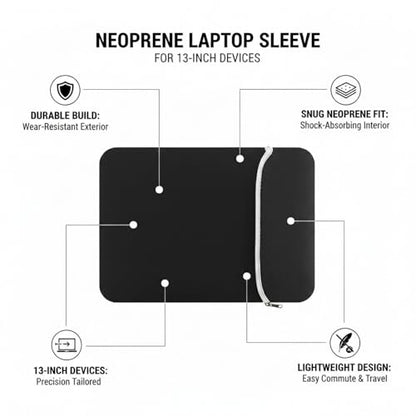 Laptop Sleeve for 13 Inch Laptops, Neoprene Protective Case with Soft Interior, Cushioned & Water-Repellent Computer Bag for Daily Commute and Travel