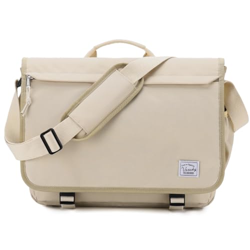 VASCHY Messenger Bag for Women,Water Resistant Casual Satchel Briefcase Fashion Laptop Work Bag Crossbody Shoulder Satchel for College Campus Apricot - color: Apricot
