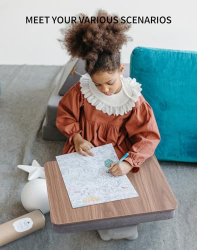 ZEAPTAC Lap Desk with Pillow Cushion, Portable Bed Desk, Fits up to 15.6 inch Laptop, Lap Stand for Bed & Couch & Carpet, Book/Tablet/Drawing Board Stand - Dark Brown Wood - color: Dark Brown Wood