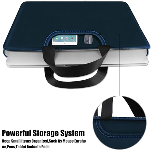 Laptop Sleeve 15.6 Inch, Durable Traveling Briefcase Handle Bag & with Extra Pockets, Computer Protective Case Compatible for 15 15.6 inch HP, Dell, Acer, Asus, Deep Blue - color: Deep Blue, size: 15.6 inch