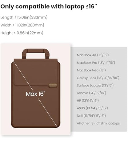 Nillkin 16 inch Laptop Sleeve with Stand (4-in-1), 2 Stand Modes, Mouse Pad | Magnetic Handle | MacBook Sleeve | Slim Laptop Case 16 inch for Samsung/Surface/HP/Chromebook/Dell/Lenovo/Asus 13-16'', Brown - color: Brown, size: 13-16 inch