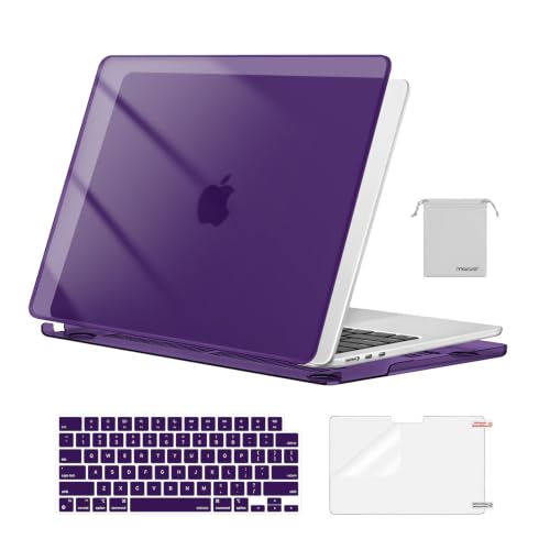 MOSISO Compatible with MacBook Air 13 inch Case M5 2026 M4 M3 M2 2025-2022 | A3449 A3240 A3113 A2681, Hard Shell&Keyboard Cover&Screen Film&Pouch for MacBook Air 13.6 inch Case, Crystal Purple - color: Crystal Purple