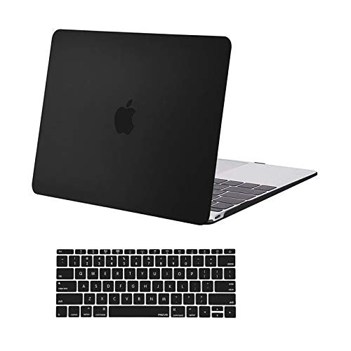 MOSISO Compatible with MacBook 12 inch Case A1534,2017-2015, Black | Protective Scratch-Resistant Plastic Hard Shell Case & Keyboard Cover Skin - color: Black