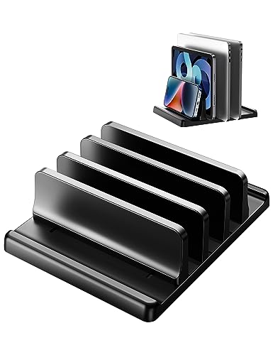 3-Slot Vertical Laptop Stand Holder,Adjustable ABS Plastic Desktop Notebook Dock,Vertical Laptop Stand Space-Saving for All MacBook/Surface/Samsung/HP/Dell/Chrome Book - size: 3-Slot