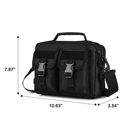 HUNTVP Tactical Messenger Bag Multifunction Nylon Shoulder Briefcase Handbags with USB Port - color: Black