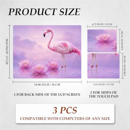 DEGDFSGR 12.1-15.6 Inch Universal Reusable Laptop Skin Sticker Decal, Waterproof Removable Protector for Notebook Cover, Scratch-Resistant Vinyl Cuttable Full Wrap Sticker, Pink Flamingo Lotus Flower - color: Pink Flamingo Lotus Flower