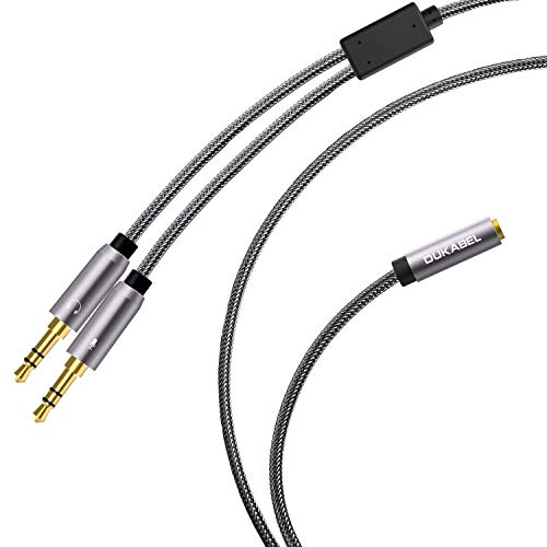 Long Headset Splitter Cable, Mic & Audio Headphone Adapter for PC-4ft/1.2m | 24K Gold-Plated, Double Shielding, Connect a TRRS Headset or Mic to Computers with separate microphone and headphone jacks. - size: 46 inches