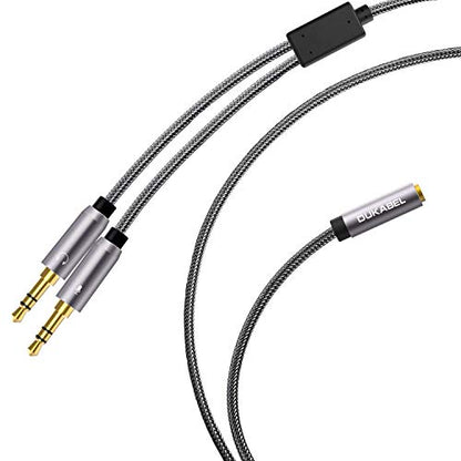 Long Headset Splitter Cable, Mic & Audio Headphone Adapter for PC-4ft/1.2m | 24K Gold-Plated, Double Shielding, Connect a TRRS Headset or Mic to Computers with separate microphone and headphone jacks. - size: 46 inches