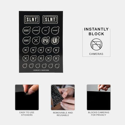 SLNT Privacy Stickers for Camera - Reusable Laptop, Webcam & Phone Stickers | Adhesive Vinyl Material, Peel-and-Apply Installation, 26-Pack Bundle, Universal Device Compatibility