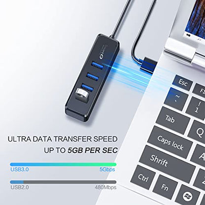 SmartQ H302S USB 3.0 Hub, 4-Port USB Expander with 2ft Long Cable, High-Speed Data Transfer, Compatible with Laptop, PC, Mac, Printer, External HDD (Pack of 2) - size: 2 ft (Pack of 2), style: USB A - 3.0
