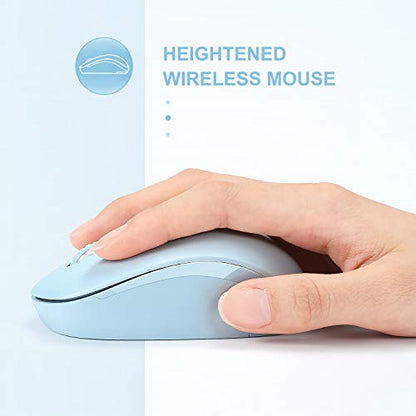 Wireless Mouse, 2.4G Noiseless Mouse with USB Receiver - seenda Portable Computer Mice for PC, Tablet, Laptop with Windows System (Light Blue) - color: Light Blue