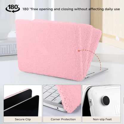 Compatible with MacBook Pro 13 inch Case M2 2026-2023 2022-2016 A2338 M1 A2251 A2289 A2159 A1989 A1708 A1706, Soft Fluffy Fuzzy Plush Faux Fur Leather Hard Shell Case & Keyboard Cover, Pink - color: Plush Pink, size: 2016-2026 Macbook Pro 13 inch M1 M2