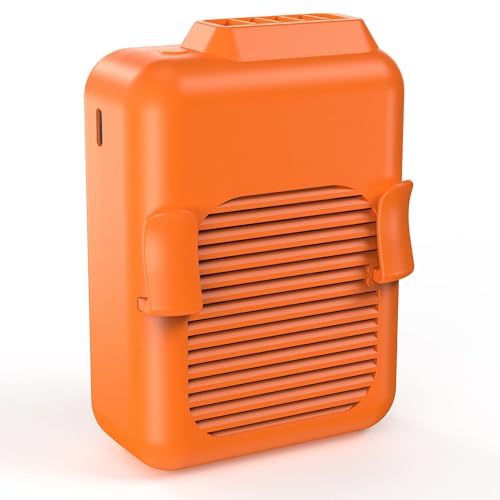 Portable Mini Waist Fan Clip on Belt, 6000mAh Rechargeable Battery Powered Wearable Body Fan With Max 23H Working Time, 3 Speeds, 5100RPM Strong Airflow for Jobsite Farm Fishing Gardening Camping - color: Orange, size: 3.0×1.6×4.3"