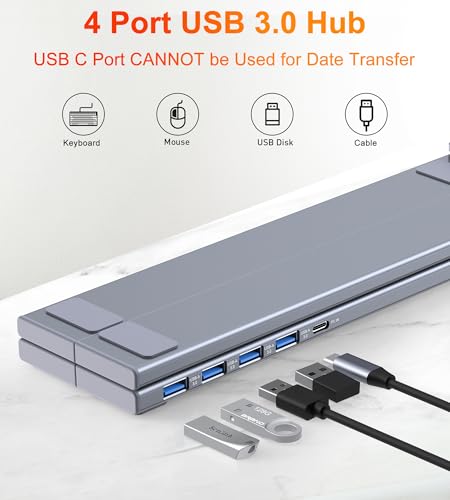 5-in-1 USB C Hub Adjustable Aluminum Laptop Stand | 4-Port USB A 3.0 with 5Gbps Data Transfer USB C Hub Docking Station [Charging Not Supported] for Mac Pro/Air/Dell/HP/Lenovo - style: M61 5 in 1