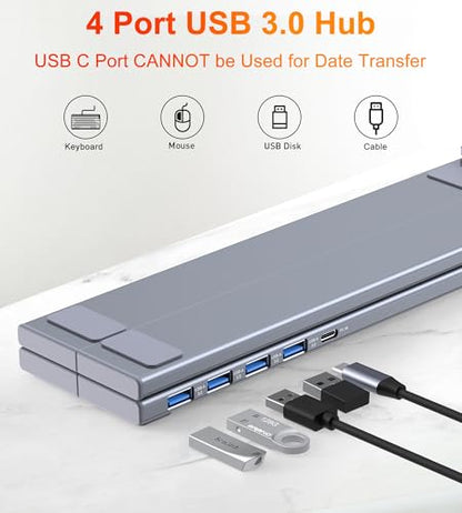 5-in-1 USB C Hub Adjustable Aluminum Laptop Stand | 4-Port USB A 3.0 with 5Gbps Data Transfer USB C Hub Docking Station [Charging Not Supported] for Mac Pro/Air/Dell/HP/Lenovo - style: M61 5 in 1