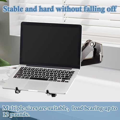 Laptop Stand Arm Mount Tray – Adjustable Ergonomic Desk Accessory, VESA-Compatible with Display Arms, Fits Laptops Up to 12lbs, Anti-Slip, Black