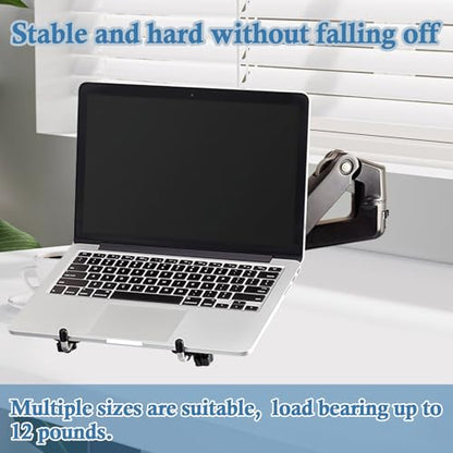 Laptop Stand Arm Mount Tray – Adjustable Ergonomic Desk Accessory, VESA-Compatible with Display Arms, Fits Laptops Up to 12lbs, Anti-Slip, Black