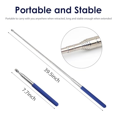 Retractable Teacher Pointer 𝟑𝟗.𝟓'', Pointer Stick with 𝗦𝘁𝘆𝗹𝘂𝘀 Smooth Sensitive Tablet Pen Stylus Pen, Teacher Coach Presenter Pointer Blue - color: Blue
