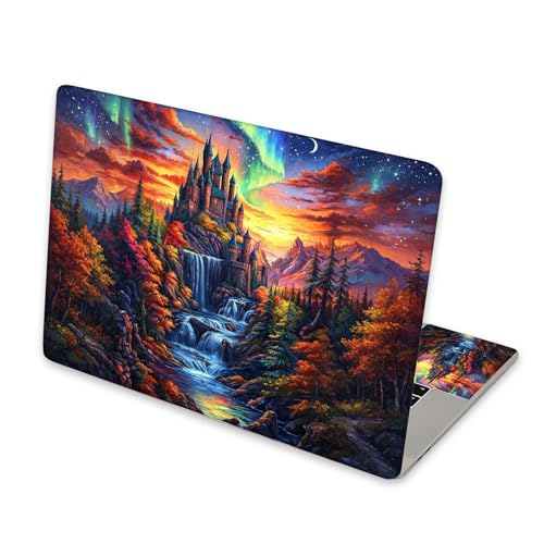 Universal Laptop Skin Sticker for 12/13/14/15.6 Inch Laptops, Reusable Vinyl Laptop Decal Cover, Waterproof Scratch Resistant Notebook Skin with 2 Wrist Pads,Colorful Castle - color: Colorful Castle