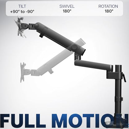 VIVO Premium Aluminum Full Motion Single Monitor Desk Mount Stand with Lift Engine Arm, Pole Extension, and USB Ports, Fits Screens up to 40 inches, STAND-V101BDU - size: Single monitor, style: Extended