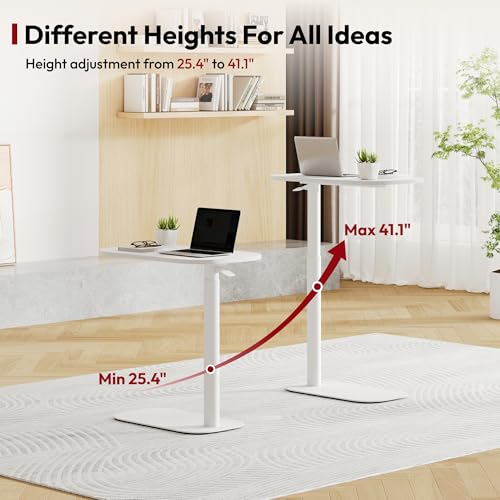 SANODESK 24''Pneumatic Adjustable Overbed Bedside Table with Hidden Casters | Medical Mobile Side End Table Laptop Computer Standing Desk Cart with Tray, Hospital and Home Use(23.6" W x 13.8" D,White) - color: White, size: Xsmall