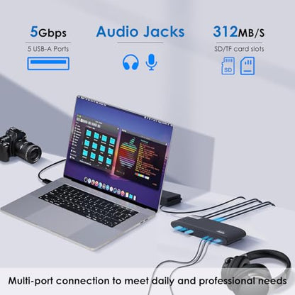 WAVLINK Docking Station, DisplayLink Dock with 3 Monitor for Mac & Windows, 13-in-1 with 100W Charging, 3 HDMI, 5 USB Ports, Ethernet, SD/TF, Audio