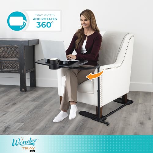 Stander Wonder Tray, Adjustable Swivel Table, Extra-Large Computer Stand, Couch Desk & Gaming Bench, TV-Trays for Eating on Couches, Chairs, Recliners with Laptop Wedges and Cup Holder, XL, Black - color: Black, size: X-Large