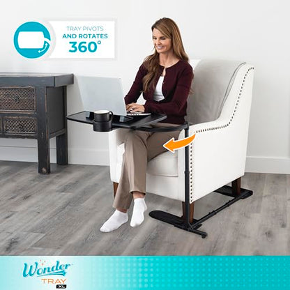 Stander Wonder Tray, Adjustable Swivel Table, Extra-Large Computer Stand, Couch Desk & Gaming Bench, TV-Trays for Eating on Couches, Chairs, Recliners with Laptop Wedges and Cup Holder, XL, Black - color: Black, size: X-Large