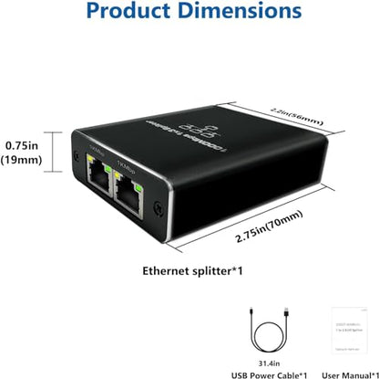Pushua 1000Mbps Ethernet Splitter High Speed 1 to 3, Gigabit LAN Splitter (3 Devices Simultaneous Networking), RJ45 Splitter Adapter with USB Power Cable, Internet Splitter for Cat5/5e/6/7/8 Cable - style: 1to3
