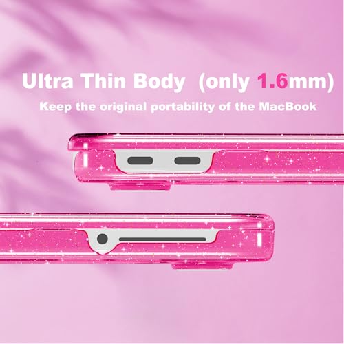 CISSOOK for MacBook Neo 13 inch Case Glitter Rose Pink 2026 Model A3404 | 5in1 Set Hard Shell Case, A18 Pro Chip, Keyboard Cover, Screen Protector, Scratch Resistant, Ultra-Thin, for Office & Travel - color: Glitter Rose Pink