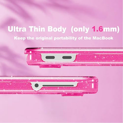 CISSOOK for MacBook Neo 13 inch Case Glitter Rose Pink 2026 Model A3404 | 5in1 Set Hard Shell Case, A18 Pro Chip, Keyboard Cover, Screen Protector, Scratch Resistant, Ultra-Thin, for Office & Travel - color: Glitter Rose Pink