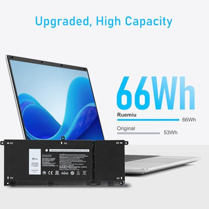 Upgraded 66Wh H5CKD 15V Battery for Dell Inspiron 5502 5402 5501 | Fit 7300 7306 7500 7506 2-in-1 Silver, 5400 5406 7405 2-in-1, Latitude 3510 3410, 9077G TXD03, and More - size: 9.38*3.88*0.25inch H5CKD