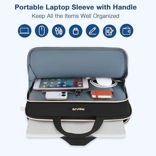 MOSISO Laptop Case 16 inch, 15-15.6 inch Laptop Sleeve, Black | Compatible with MacBook Pro 16 M5 M4 M3 M2 M1, HP Dell Acer Lenovo ASUS Notebook, Wheat Ear Quilted Bag with Handle&Pocket - color: Black, size: 16 inch