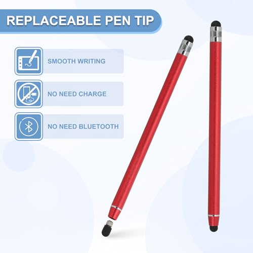 PATIKIL 5 Pcs Stylus Pens for Touch Screens, 2 in 1 High Sensitivity Universal Pen Capacitive Stylus for Phone Tablet Laptop Touch Screen Devices, Red - color: Red