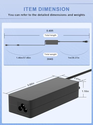 90W AC Charger Compatible with Lenovo All-in-One, ideacentre, ThinkCentre Desktop, ThinkPad and ideapad, Yoga 720 730 V110 Y40 B50 B40 G40 ThinkBook 14 15 13s 14s Laptop