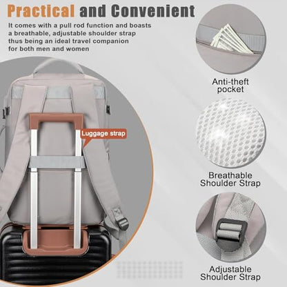 50L Travel Backpack, Flight Approved Carry On Laptop Backpack | Water-resistant, Fits 18 inch laptop, Hiking, Camping, Business, Commute, Men & women - color: Grey, size: X-Large